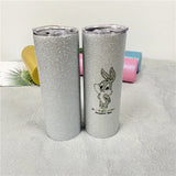 25 Pack China Warehouse 20oz Bling Blank Sublimation Diy Heat Transfer Straight Glitter Silver Tumbler