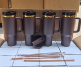 20 Pack USA Warehouse 30oz/40oz chocolate color gold underneath tumbler mocha brown power coated cups for laser engraving-USDM