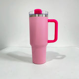 20 Pack USA Warehouse Flamingo Stanley Style 40oz Powder Coated Quencher Tumblers for Laser Engraving