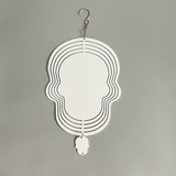 China warehouse 8 Inches And 10 Inches White Blank Sublimation Aluminium Metal Art Hanging Skull Wind Spinner