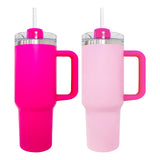 20 Pack USA Warehouse Flamingo Stanley Style 40oz Powder Coated Quencher Tumblers for Laser Engraving