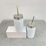 50 Pack China Warehouse 17oz 500ml White Sublimation Blanks Stainless Steel Mason Jar Tumbler With Stainless Steel Straw