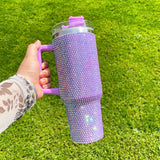 1PC sample USA Warehouse 8 Colors 40oz Bling Rhinestones LuxuriousTumblers With Lid and Straw Insulated Stainless Steel Double Wall Water Cup Travel Mug Water Bottle Tumblr For Women