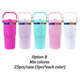 25 Pack USA Warehouse Kids 20oz Rainbow Underneath Flip Straw Tumblers Suitable for Laser Engraving Children Macaron Color 20oz Water Bottles With Portable Handle