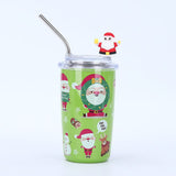 New Christmas series 35 Pack China Warehouse 16oz straw cup cartoon double-layer stainless steel thermos cup and coffee cup for custom logo is available.