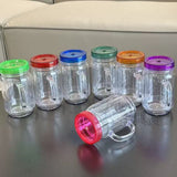 25 Pack USA Warehouse Snow Globe 20oz Plastic Mason Jars with Handles
