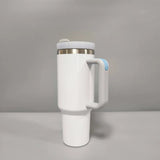 25 Pack China Warehouse 40oz H2.0 White Sublimation Tumblers With Colored Handles