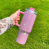 1PC sample USA Warehouse 8 Colors 40oz Bling Rhinestones LuxuriousTumblers With Lid and Straw Insulated Stainless Steel Double Wall Water Cup Travel Mug Water Bottle Tumblr For Women