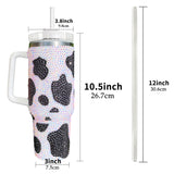 G-127 USA Pre-sale 40oz Bling Rhinestones Cow Print Tumbler Non-stick Outdoor Cups_USCC