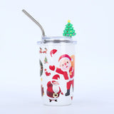 New Christmas series 35 Pack China Warehouse 16oz straw cup cartoon double-layer stainless steel thermos cup and coffee cup for custom logo is available.