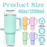 1PC Sample USA Warehouse 40oz Blank Sublimation 5 Colors Matt Macaron Color Tumblers With Handle and Straw Lido