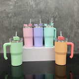 1PC sample YIPAI USA Warehouse 20oz Kids 5 Colors Matt Macaron Double Wall Stainless Steel Tumblers with Plastic Handle for Sublimation