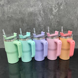 1PC sample YIPAI USA Warehouse 20oz Kids 5 Colors Matt Macaron Double Wall Stainless Steel Tumblers with Plastic Handle for Sublimation