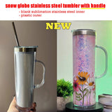25 Pack China Warehouse Customized Stainless Steel Pre Drilled Hole 20oz Snow Globe Storyboard Sublimation Tumblers with Handle