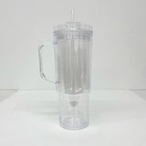 20 Pack USA Warehouse Glitter 40oz Clear Acrylic Snow Globe Cups Plastic Double Wall Tumbler with Pre Drilled Hole and Plug for UV DTF Transfer Wrap