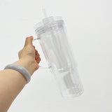 20 Pack USA Warehouse Glitter 40oz Clear Acrylic Snow Globe Cups Plastic Double Wall Tumbler with Pre Drilled Hole and Plug for UV DTF Transfer Wrap