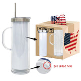 25 Pack USA Warehouse Customized Stainless Steel Pre Drilled Hole 20oz Snow Globe Storyboard Sublimation Tumblers with Handle