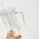 20 Pack USA Warehouse Glitter 40oz Clear Acrylic Snow Globe Cups Plastic Double Wall Tumbler with Pre Drilled Hole and Plug for UV DTF Transfer Wrap
