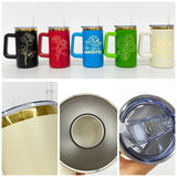 20 Pack YIPAI USA Warehouse Christmas Mirror Gold Plating Powder Coated 20oz Coffee Mugs with Removable Plastic Handle for Laser Engraving