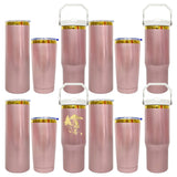 20 Pack China Warehouse 20oz 30oz Shiny Rose Gold Tumblers with Mirror Gold Underneath Suit for Laser Engraving and Sublimation
