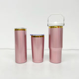 20 Pack China Warehouse 20oz 30oz Shiny Rose Gold Tumblers with Mirror Gold Underneath Suit for Laser Engraving and Sublimation