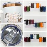 20 Pack USA Warehouse Copper Underneath Powder Coated 20oz Coffee Mugs with Removable Plastic Handle for Laser Engraving-USDM