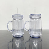 25 Pack USA Warehouse Snow Globe 20oz Plastic Mason Jars with Handles (Pre-drilled Hole and Plug)