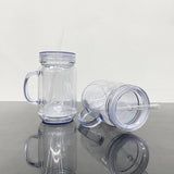 25 Pack USA Warehouse Snow Globe 20oz Plastic Mason Jars with Handles (Pre-drilled Hole and Plug)