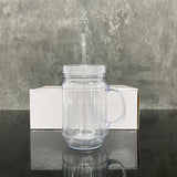 25 Pack USA Warehouse Snow Globe 20oz Plastic Mason Jars with Handles (Pre-drilled Hole and Plug)