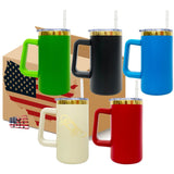 20 Pack YIPAI USA Warehouse Christmas Mirror Gold Plating Powder Coated 20oz Coffee Mugs with Removable Plastic Handle for Laser Engraving