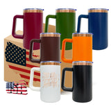 20 Pack USA Warehouse Copper Underneath Powder Coated 20oz Coffee Mugs with Removable Plastic Handle for Laser Engraving-USDM