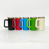 20 Pack YIPAI USA Warehouse Christmas Mirror Gold Plating Powder Coated 20oz Coffee Mugs with Removable Plastic Handle for Laser Engraving