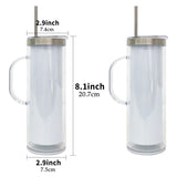 25 Pack USA Warehouse Customized Stainless Steel Pre Drilled Hole 20oz Snow Globe Storyboard Sublimation Tumblers with Handle