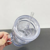 25 Pack USA Warehouse Snow Globe 20oz Plastic Mason Jars with Handles (Pre-drilled Hole and Plug)