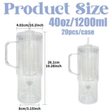 20 Pack USA Warehouse Glitter 40oz Clear Acrylic Snow Globe Cups Plastic Double Wall Tumbler with Pre Drilled Hole and Plug for UV DTF Transfer Wrap