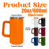 20 Pack USA Warehouse Copper Underneath Powder Coated 20oz Coffee Mugs with Removable Plastic Handle for Laser Engraving-USDM