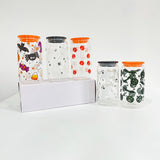 50 Pack USA Warehouse 16oz Halloween Glass Can With 3D Touch Design And Plastic Lids-USDM