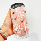 50 Pack USA Warehouse 16oz Halloween Glass Can With 3D Touch Design And Plastic Lids-USDM