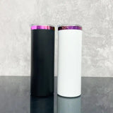 25 Pack USA Warehouse 20oz Mirror Purple Plate Powder Coat Straight Skinny Tumblers for Laser