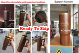 20 Pack China Warehouse 30oz/40oz chocolate color gold underneath tumbler mocha brown power coated cups for laser engraving