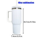 H2.0 40oz Blank Sublimation White Color Travel Tumblers With Handle-USCC