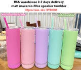 Sublimation Matt Macaron Color 20oz Straight Skinny Music Player Blustooth Speaker Tumblers-USCC