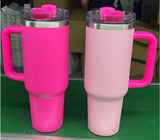 20 Pack USA Warehouse 40oz Flamingo Pink And Hot Pink Powder Coated Tumblers 20pcs/case